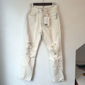 NWT Frame Le Original Off White Ripped Straight Leg Jeans